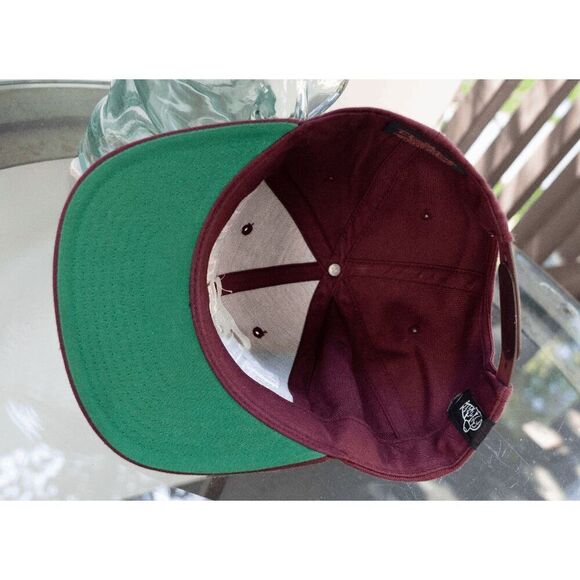 So Gnar Flat Brim Snapback Hat / Cap Maroon White - Picture 7 of 9